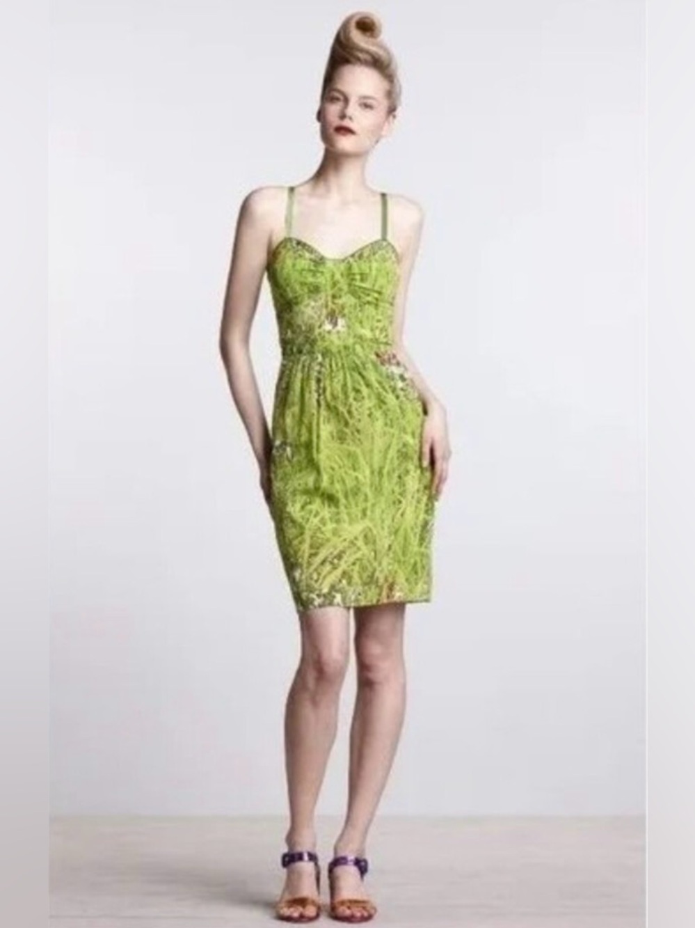 Anthropologie Tracy Reese Size 12 Verdant Collage Green Motif Dress